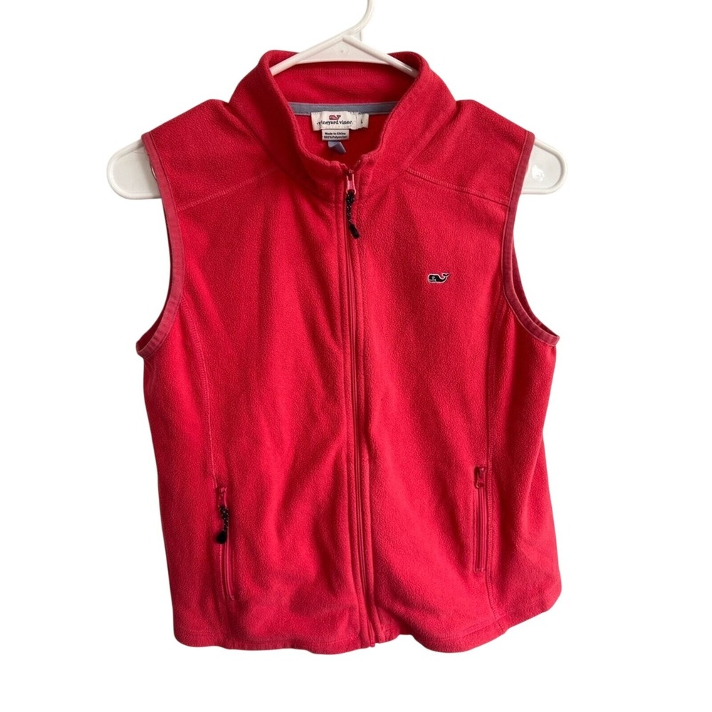 Kids Vineyard Vines Pink Fleece Full Zip Sweatshirt Vest Jacket Girls Lg 12-14